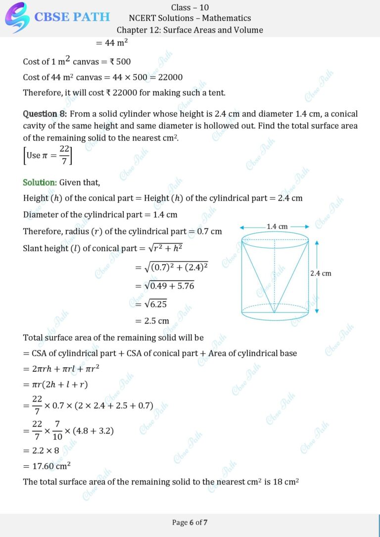 Ncert solutions for class 10 maths exercise 12 1 surface areas and