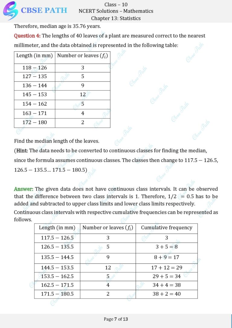 class 10 math ch 13 ex 13.3 statistics