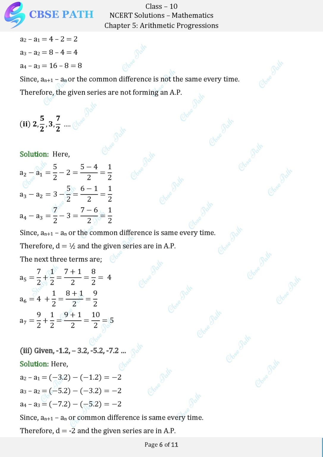 NCERT Solutions for Class 10 Maths Exercise 5.1 Arithmetic Progressions ...