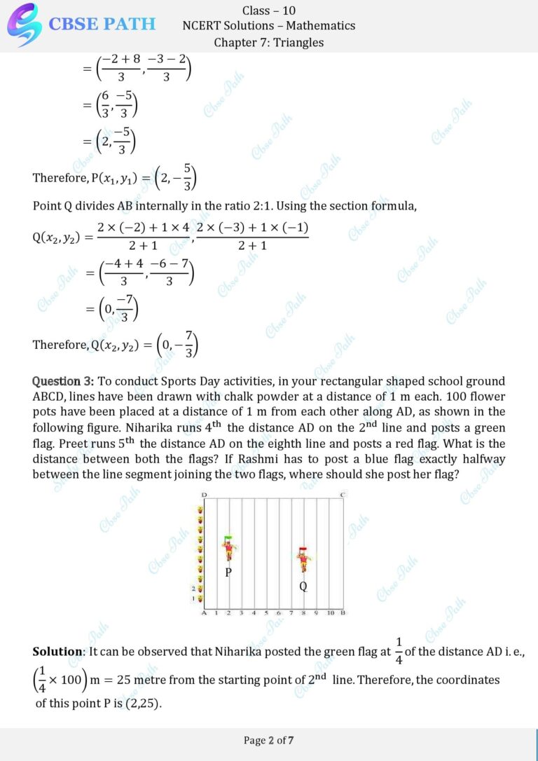 Ncert solutions for class 10 maths exercise 7 2 coordinate geometry