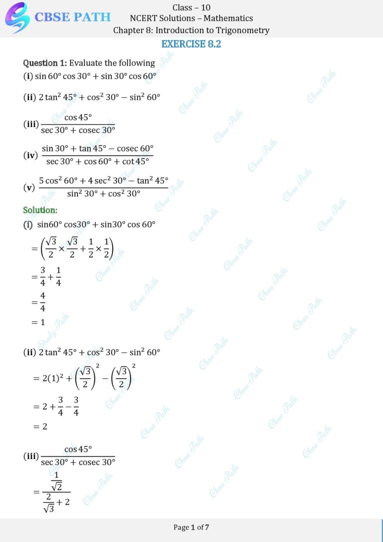Ncert solutions for class 10 maths exercise 8 2 introduction to