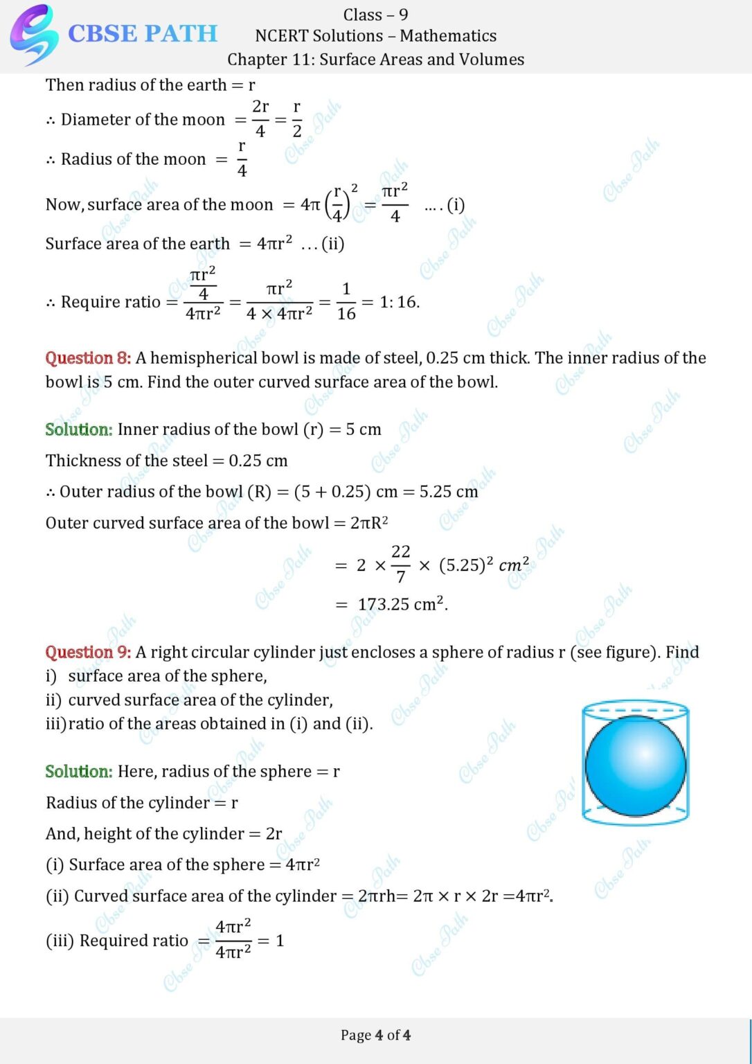 Ex 11.3 Class 9 Surface Area