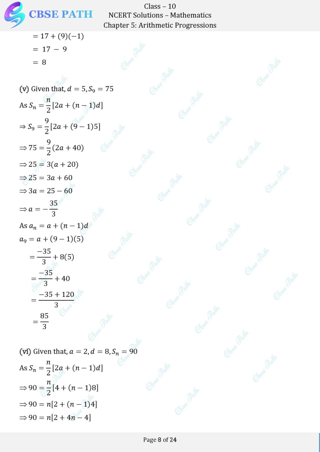 NCERT Solutions for Class 10 Maths Exercise 5.3 Arithmetic Progressions ...