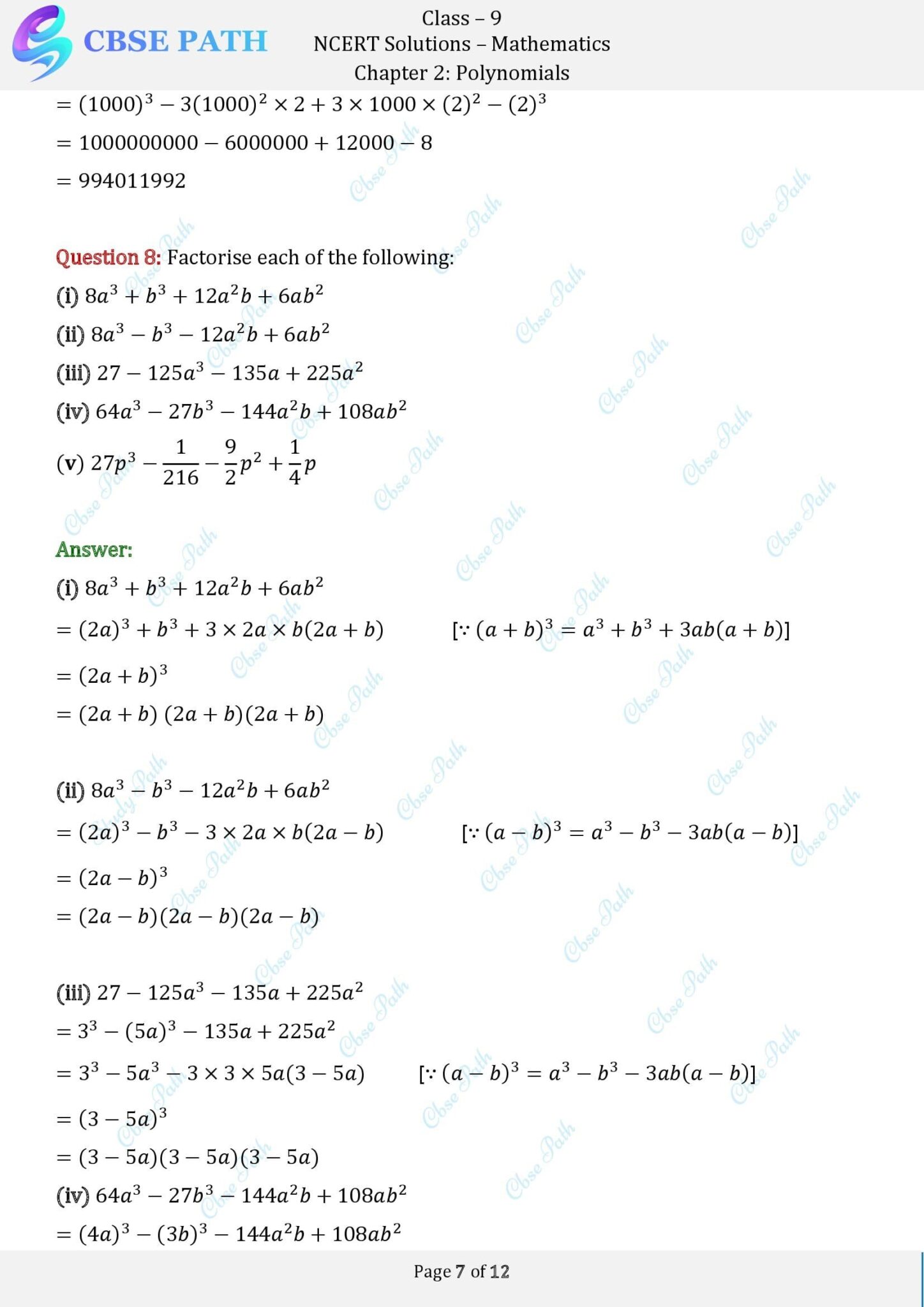 Ncert solutions for class 9 maths exercise 2 4 polynomials 2024 25