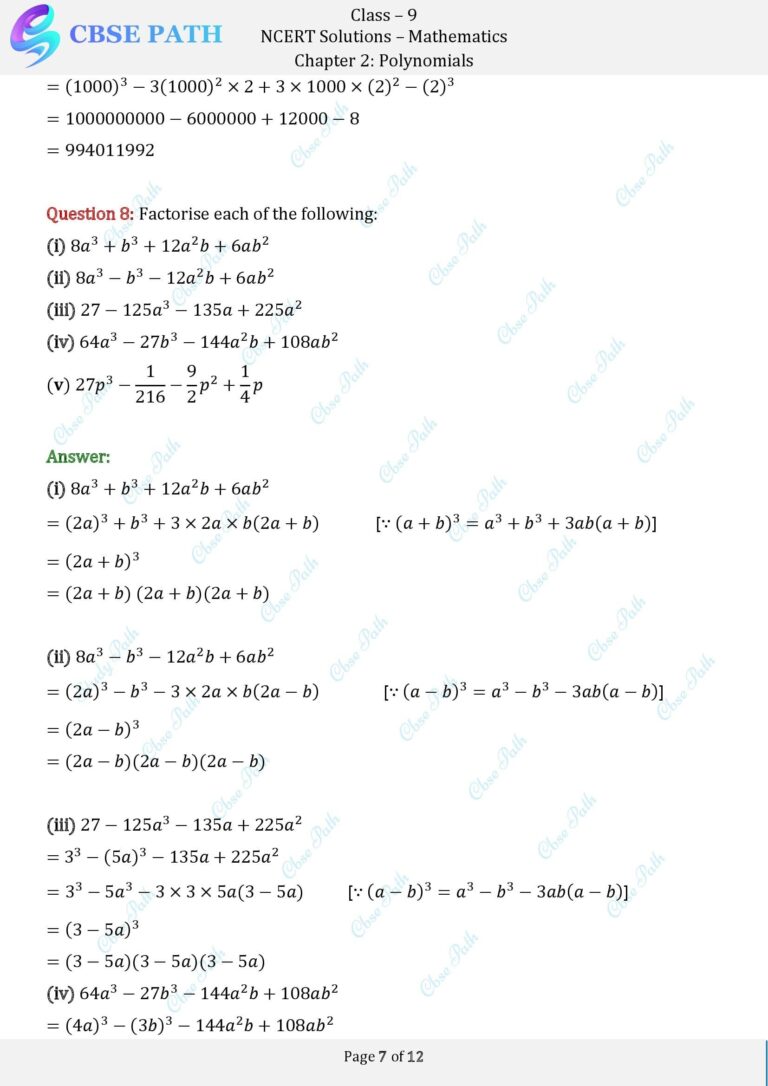 Ncert solutions for class 9 maths exercise 2 4 polynomials 2024 25